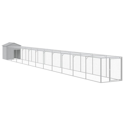 Chicken Cage with Run Light Grey 117x1221x123 cm