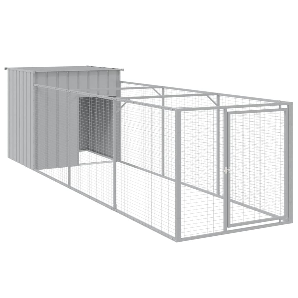 Dog House with Run Light Grey 110x405x110 cm