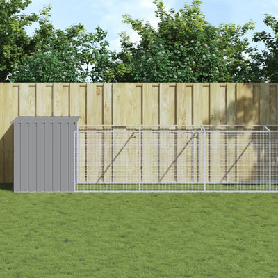 Dog House with Run Light Grey 110x609x110 cm