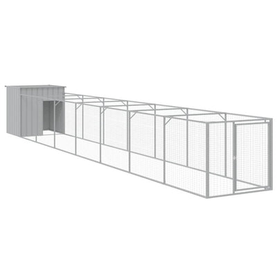 Dog House with Run Light Grey 110x813x110 cm