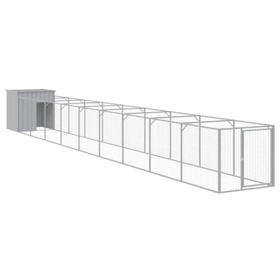 Dog House with Run Light Grey 110x1017x110 cm