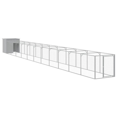 Dog House with Run Light Grey 110x1221x110 cm