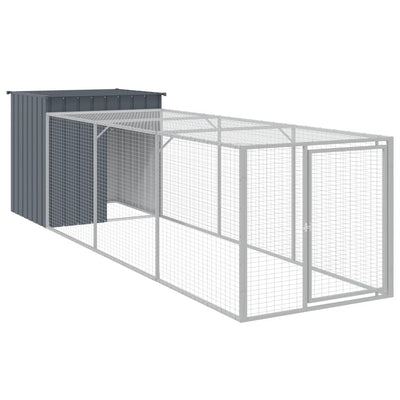 Chicken Cage with Run Dark Grey 110x405x110 cm