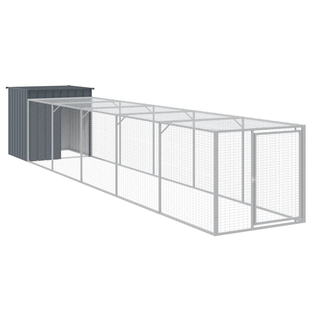 Chicken Cage with Run Dark Grey 110x609x110 cm