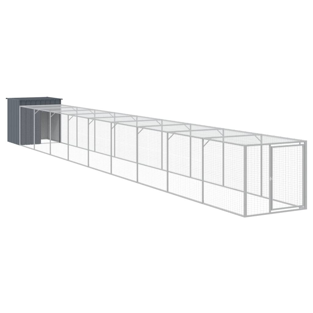 Chicken Cage with Run Dark Grey 110x1017x110 cm