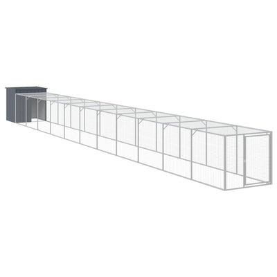 Chicken Cage with Run Dark Grey 110x1221x110 cm