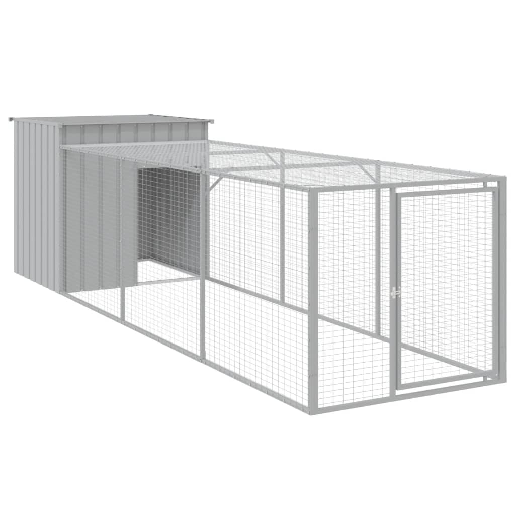 Chicken Cage with Run Light Grey 110x405x110 cm