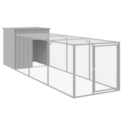 Chicken Cage with Run Light Grey 110x405x110 cm