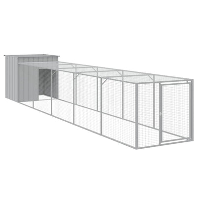 Chicken Cage with Run Light Grey 110x609x110 cm