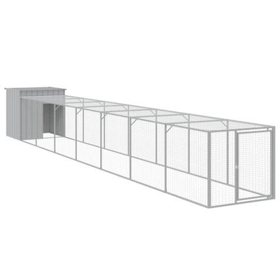 Chicken Cage with Run Light Grey 110x813x110 cm