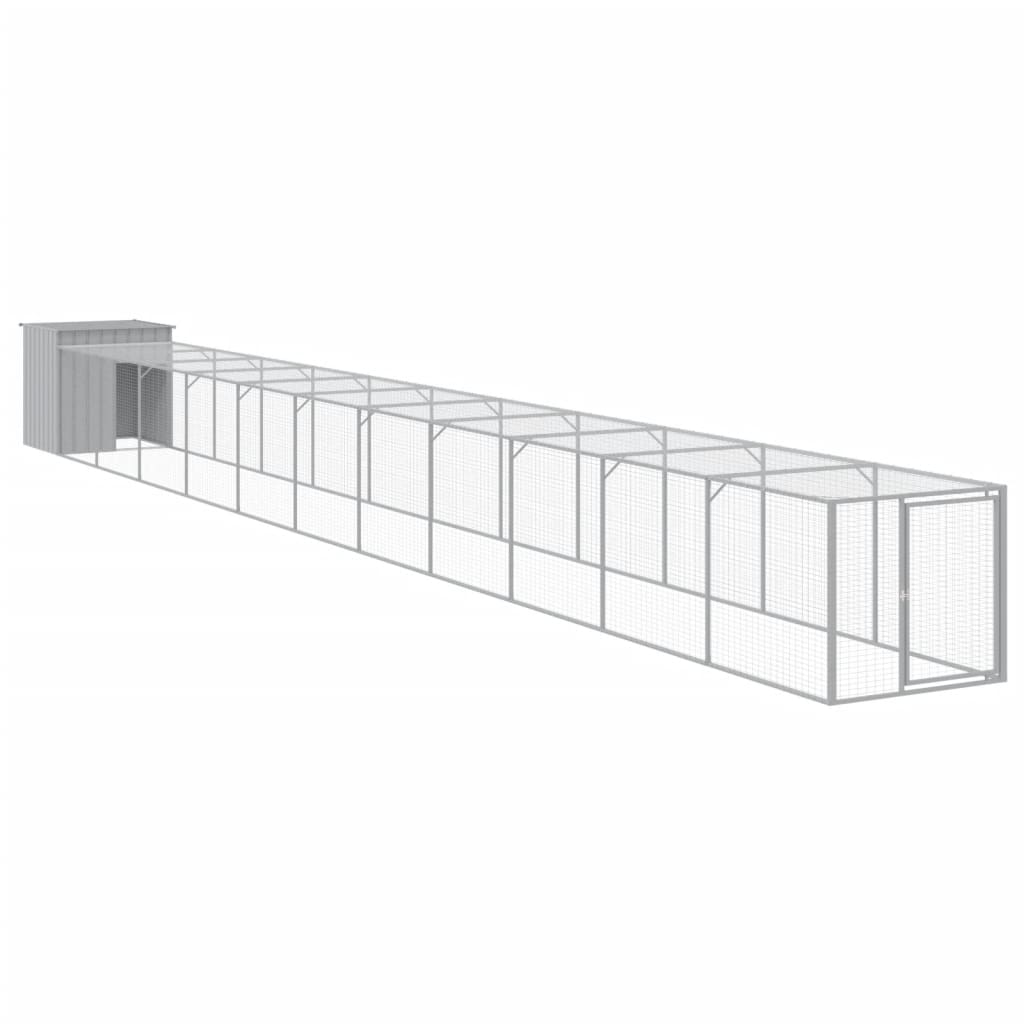 Chicken Cage with Run Light Grey 110x1221x110 cm
