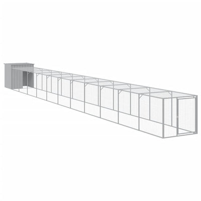 Chicken Cage with Run Light Grey 110x1221x110 cm