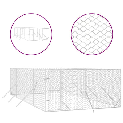 Outdoor Dog Kennel Silver 4x8x2 m