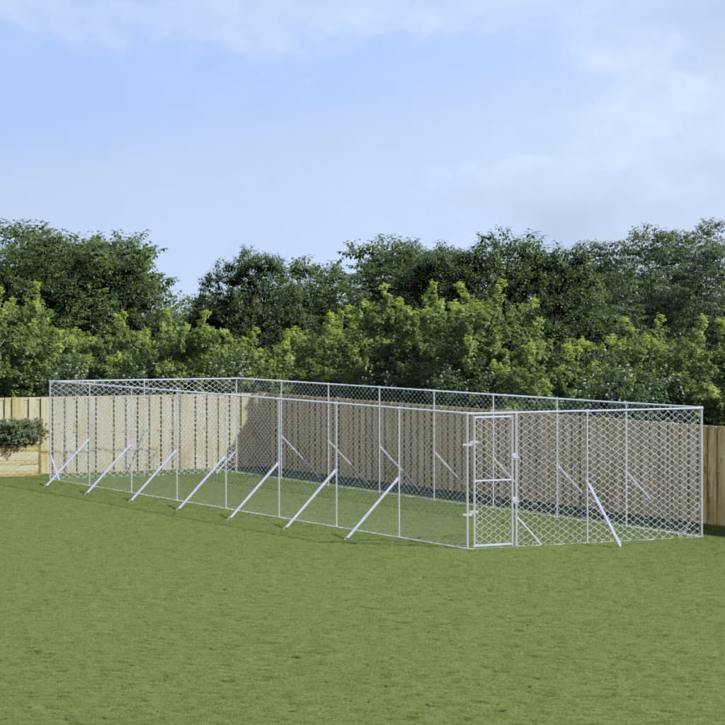 Outdoor Dog Kennel Silver 4x16x2 m