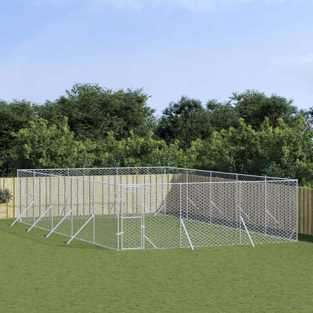 Andala Pets Outdoor Dog Kennel Silver 6x10x2 m Galvanised Steel