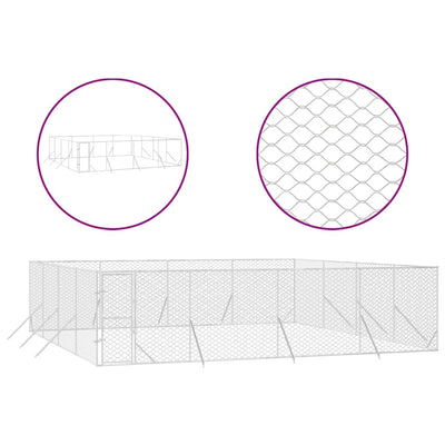 Outdoor Dog Kennel Silver 8x8x2 m