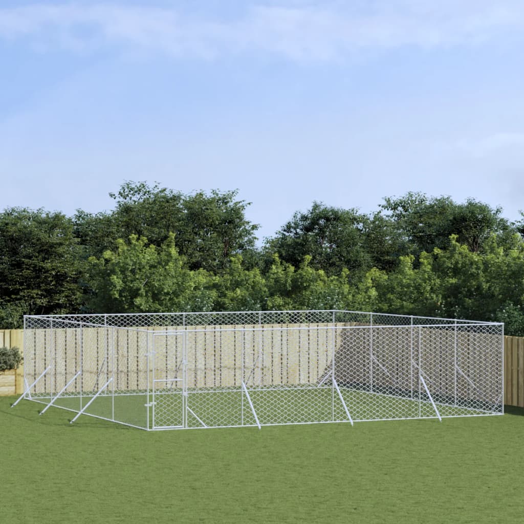 Andala Pets Outdoor Dog Kennel Silver 8x8x2 m Galvanised Steel