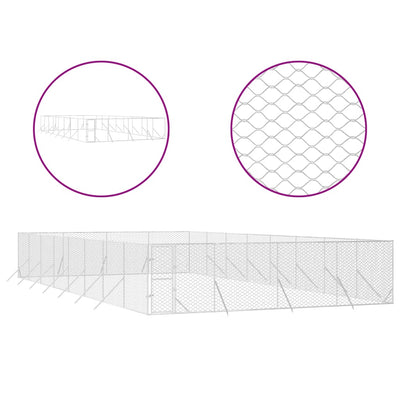 Outdoor Dog Kennel Silver 8x16x2 m