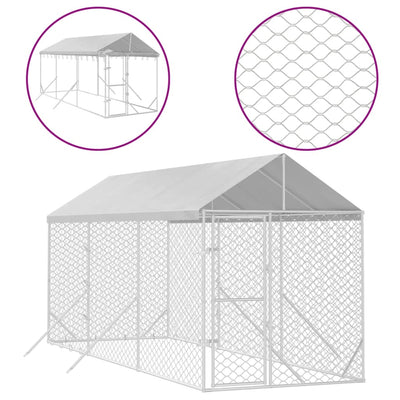 Outdoor Dog Kennel with Roof Silver 2x6x2.5 m