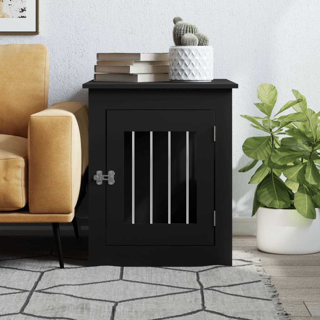 Dog Crate Furniture Black 55X75X65cm