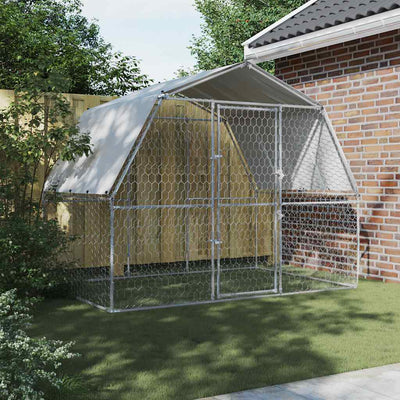 Dog Cages 2 Pcs With Roof And Door Silver