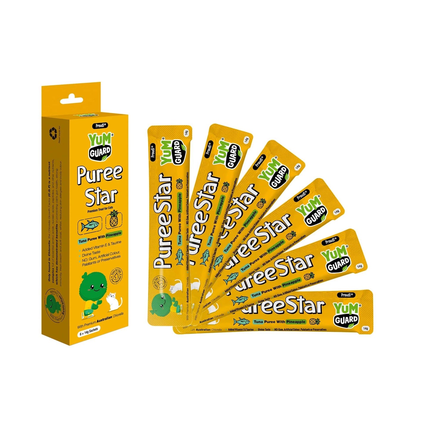 Yumguard Puree Star Tuna With Pineapple Cat Treat 6X14g