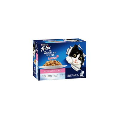 Felix As Good As It Looks Kitten Menus Jelly Wet Cat Food 12X85g