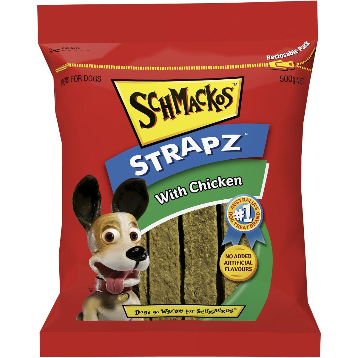 Schmackos Snacks Strapz Chicken 500g 4pk