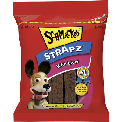 Schmackos Snacks Straps Liver 500g 4pk