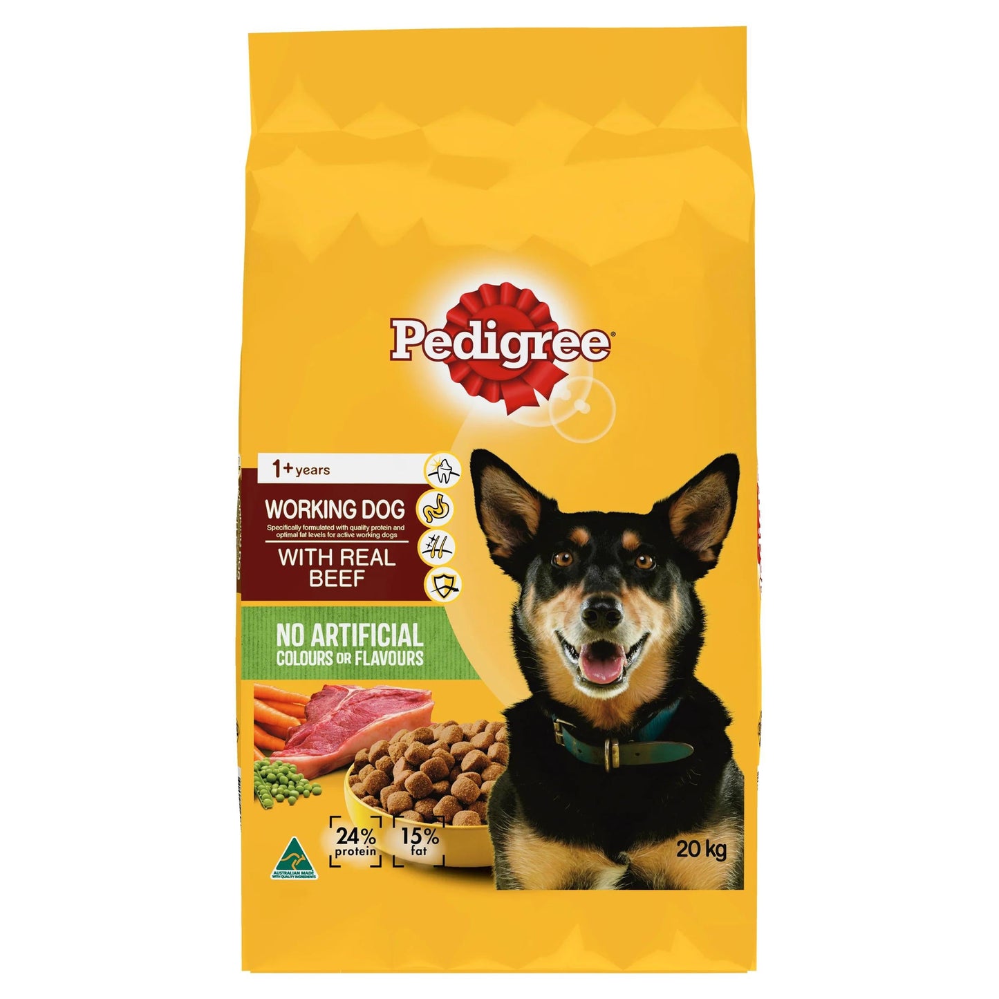 Pedigree Working Dog Real Beef Dry Dog Food Bulk 20kg