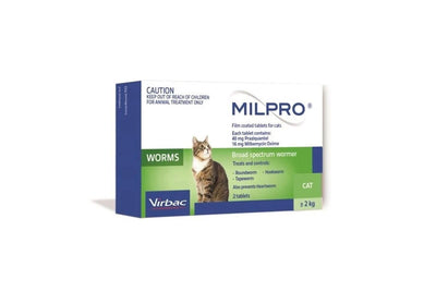 Milpro Broad Spectrum Wormer For Cats Over 2kg 2 Tablets