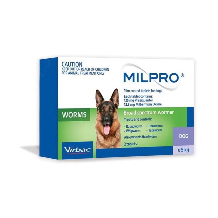 Milpro Broad Spectrum Wormer For Dogs Over 5kg 2 Tablets