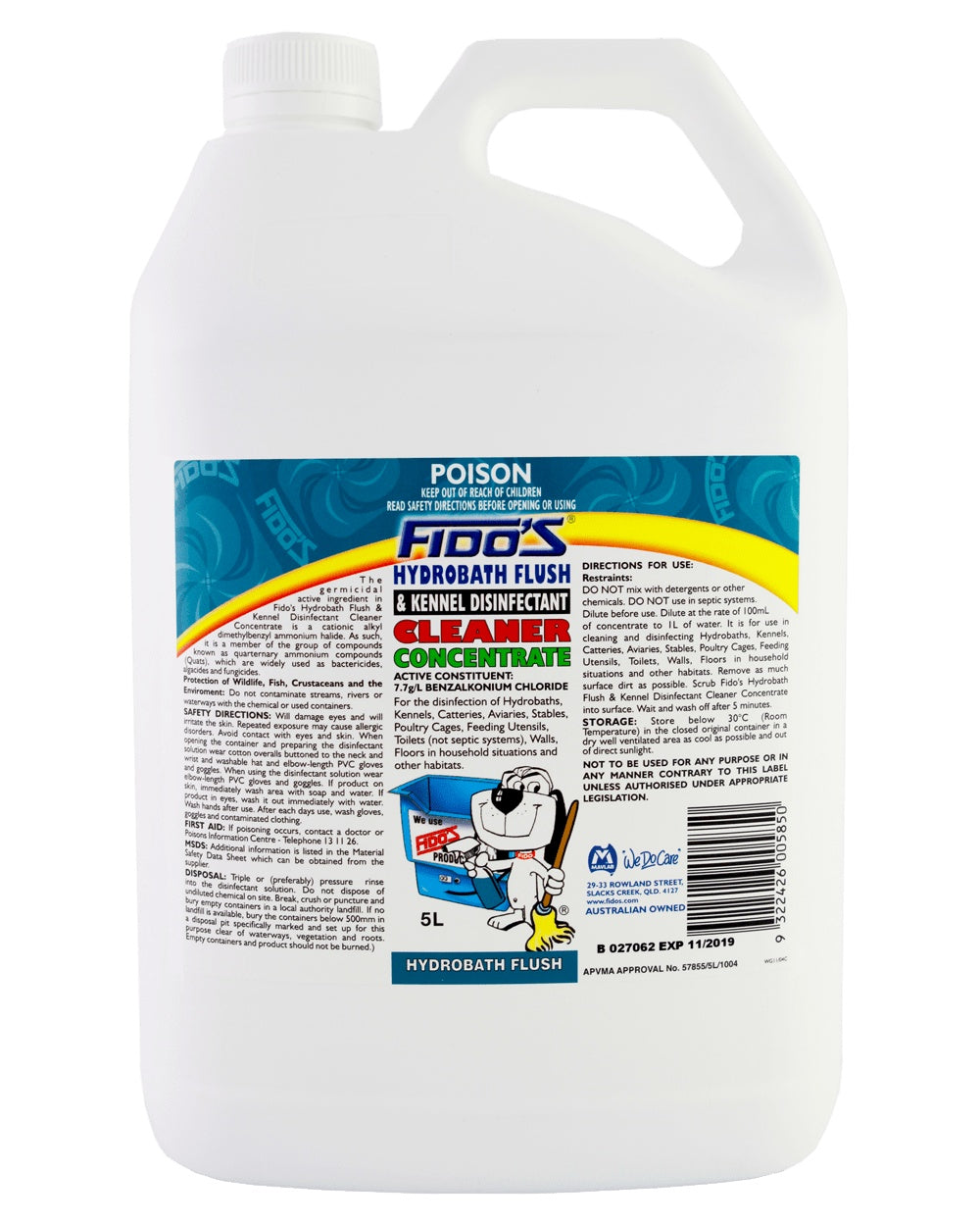 Fido's Hydrobath Flush and Kennel Cleaner 5L - Free Shipping