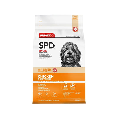 Prime100 Spd Single Protein Diet Air Dried Chicken And Brown Rice All Life Stages Dry Dog Food 2.2kg