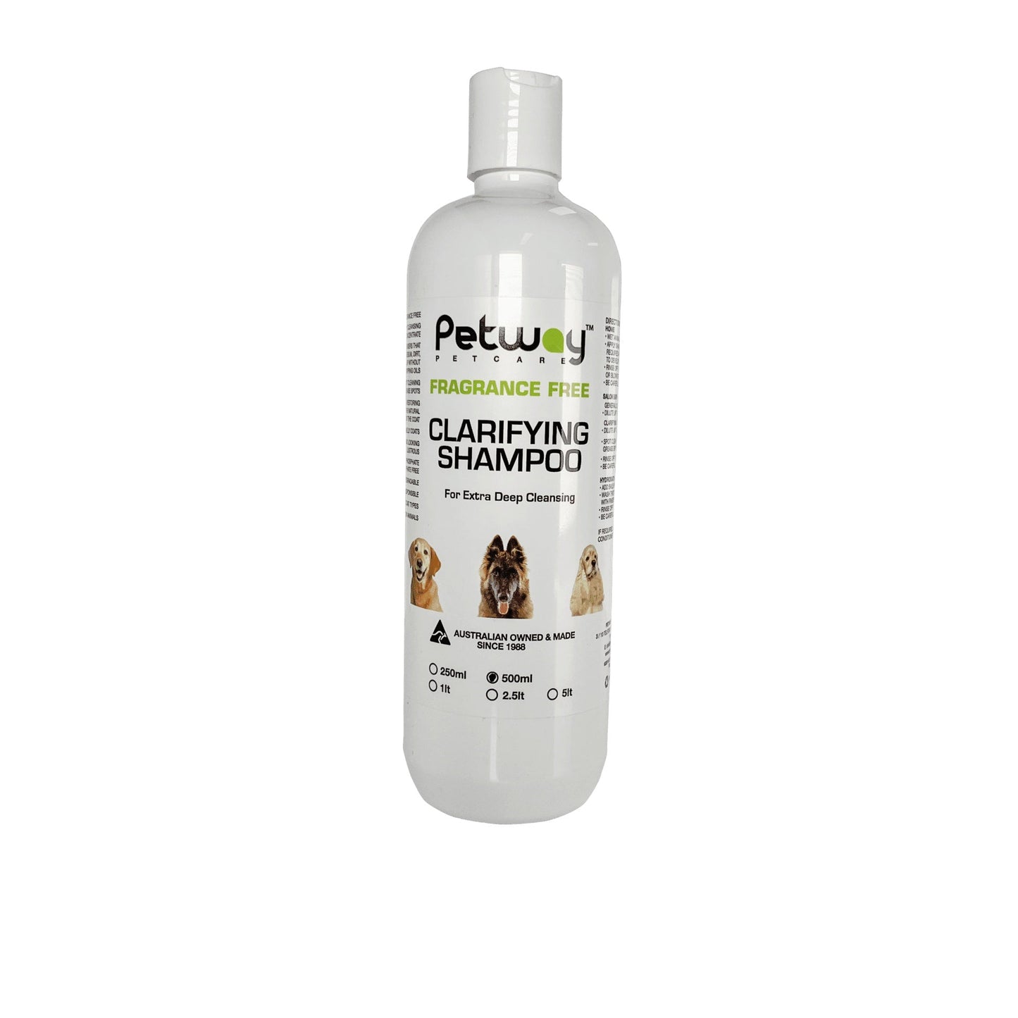 Petway Petcare Fragrae Free Clarifying Shampoo 500ml - Free Shipping