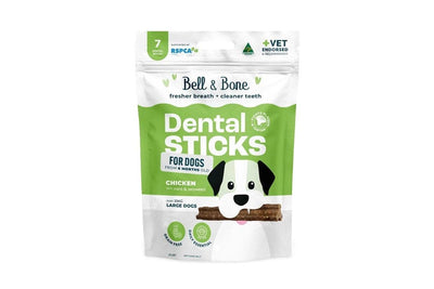 Bell & Bone Dog Dental Sticks Chicken Mint And Seaweed Large Dog 7 Pack