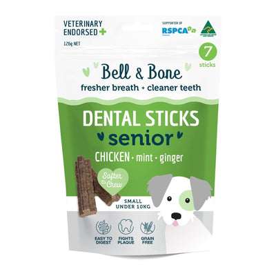 Bell & Bone Senior Dental Sticks For Small Dogs Chicken, Mint & Ginger 7 Pack