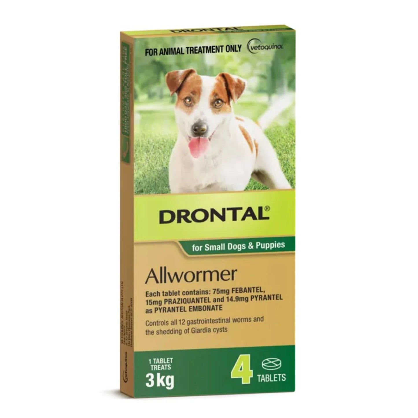 Drontal Allwormer Tablets For Small Dogs & Puppies 4 Tablets