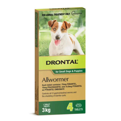 Drontal Allwormer Tablets For Small Dogs & Puppies 4 Tablets