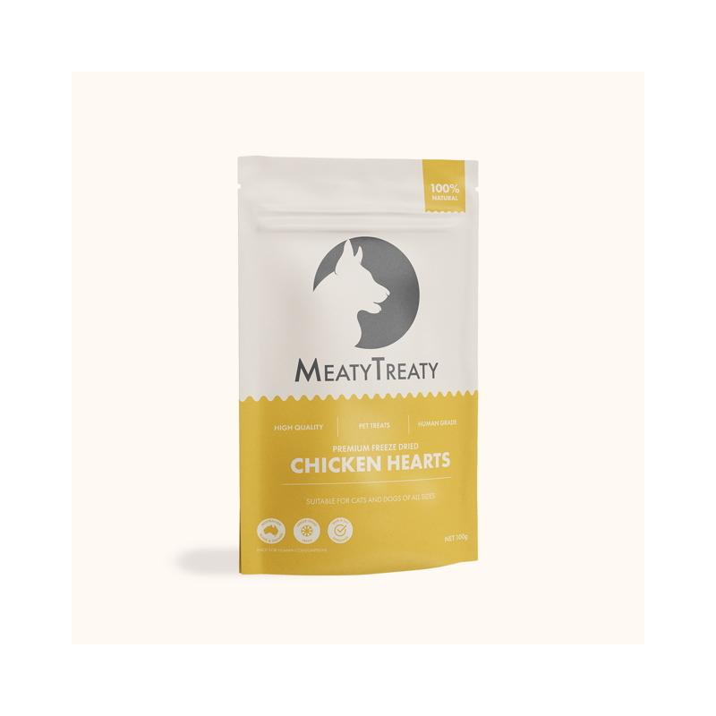 Meaty Treaty Freeze Dried Australian Chicken Hearts Cat & Dog Treats 100g