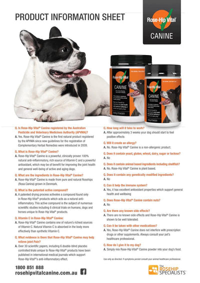 Rose Hip Vital Canine Powder For Dogs 150g