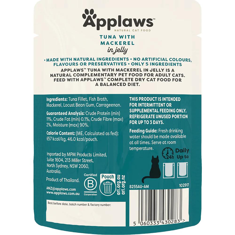 Applaws Cat Jelly Pouch - Tuna & Mackerel 70g 16pk