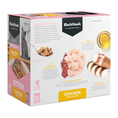 Black Hawk Original Chicken And Ocean Fish In Gravy Kitten 12 X 85g