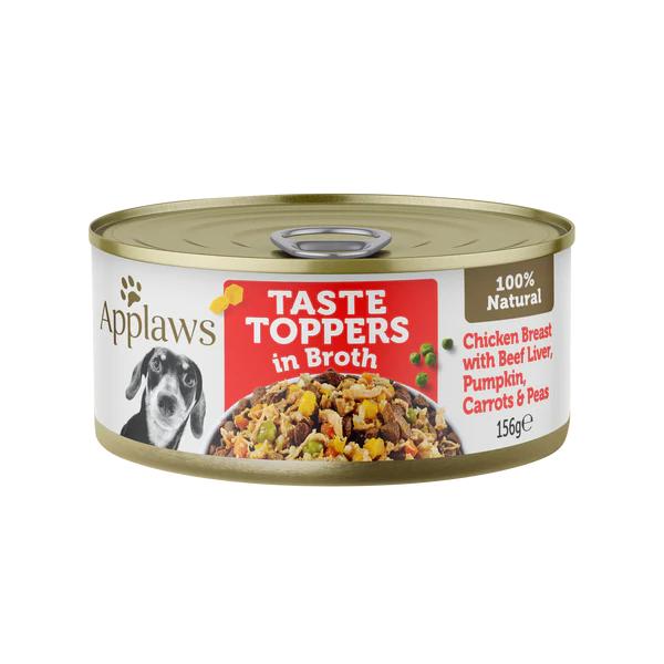 Applaws Dog Taste Toppers Chicken Beef Vegetable Broth 156g 16pk