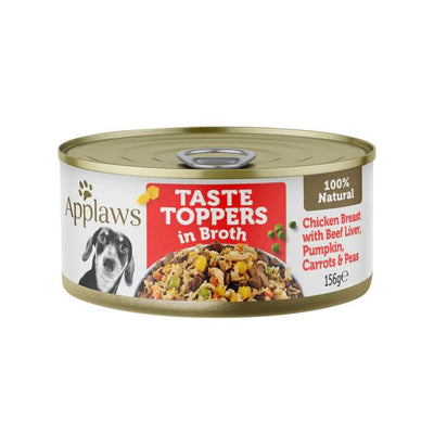 Applaws Dog Taste Toppers Chicken Beef Vegetable Broth 156g 16pk