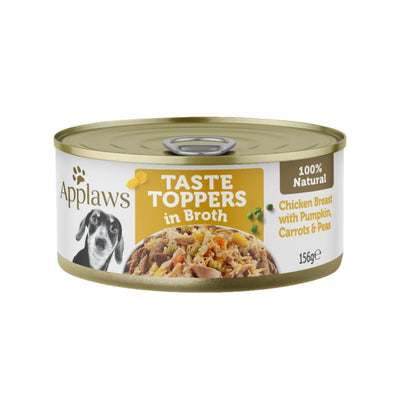 APPLAWS DOG TASTE TOPPERS CHKN SAL VEG BROTH 156G 16PK
