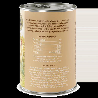 Black Hawk Grain Free Lamb Adult Dog Can 12X400g