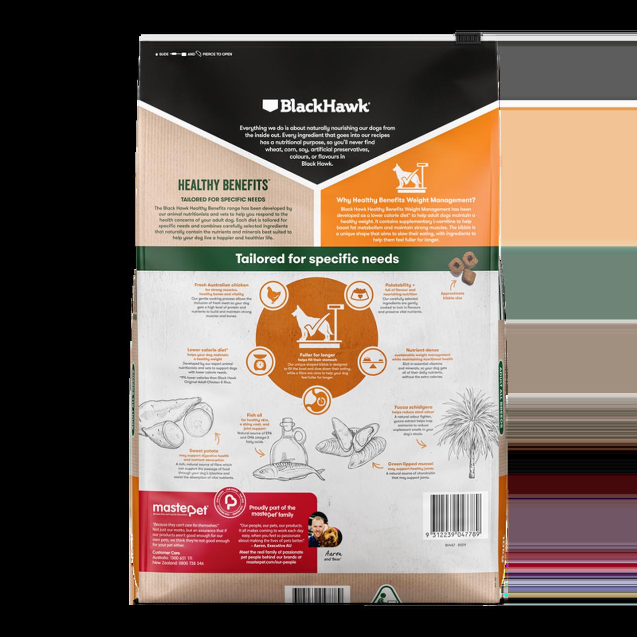 Black Hawk Healthy Benefits Weight Management Dry Dog Food 2kg