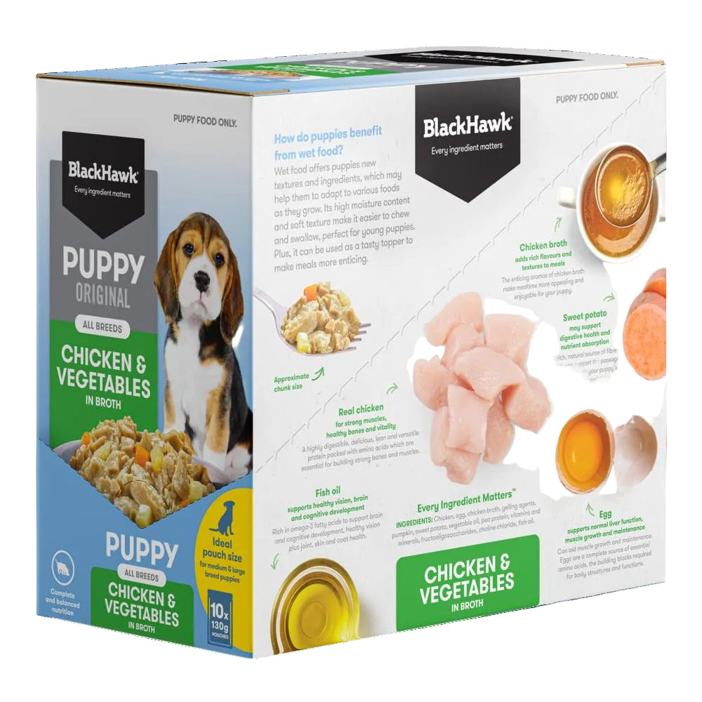Black Hawk Puppy Chicken & Vegetables 130g 10pk