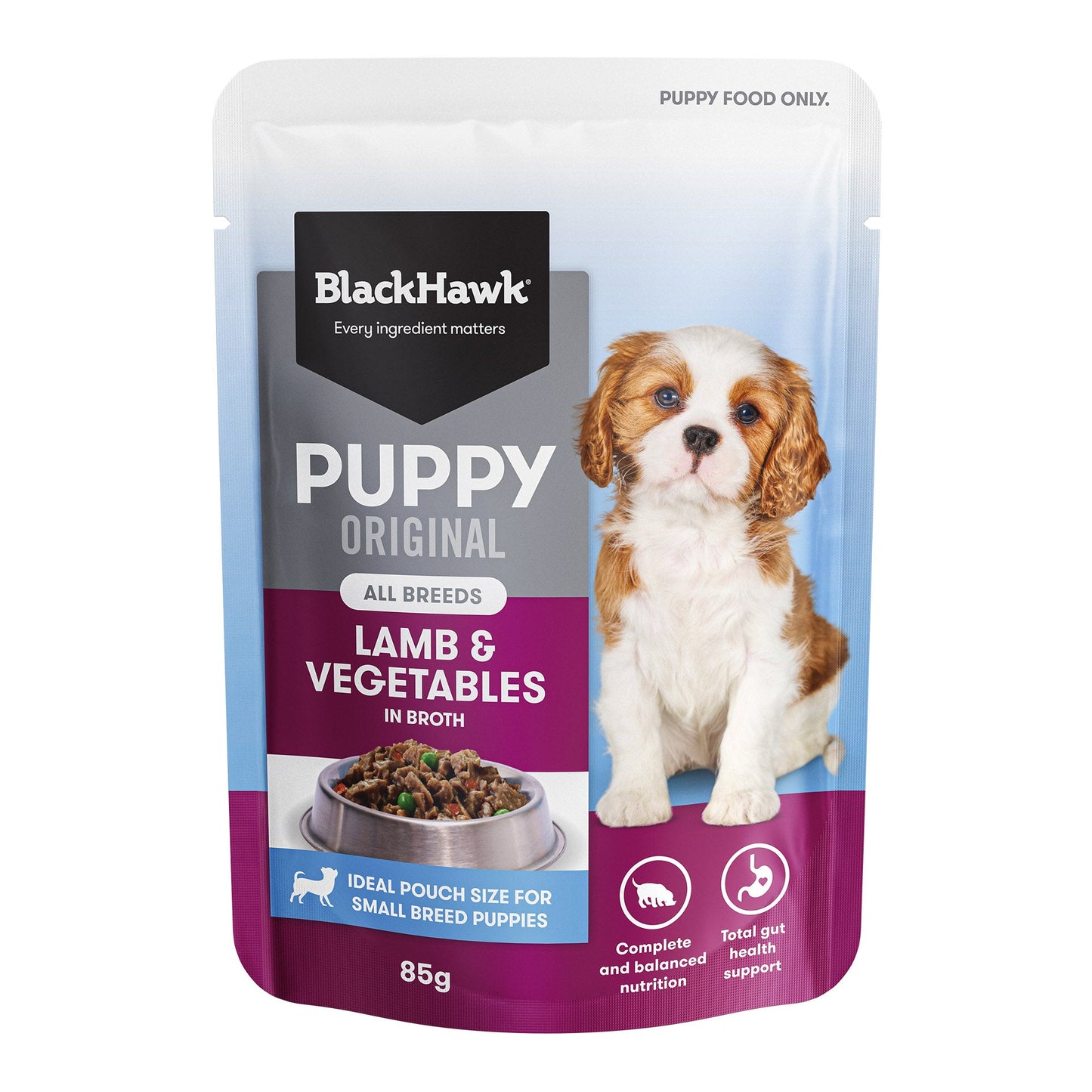 BLACK HAWK PUPPY LAMB & VEGETABLES 85G 12PK